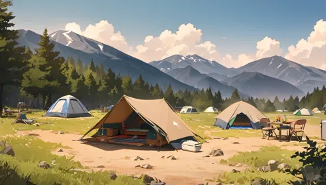 background,camp site,in the mountains,noon