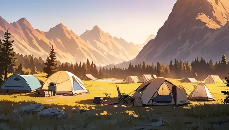 background,camp site,in the mountains,noon