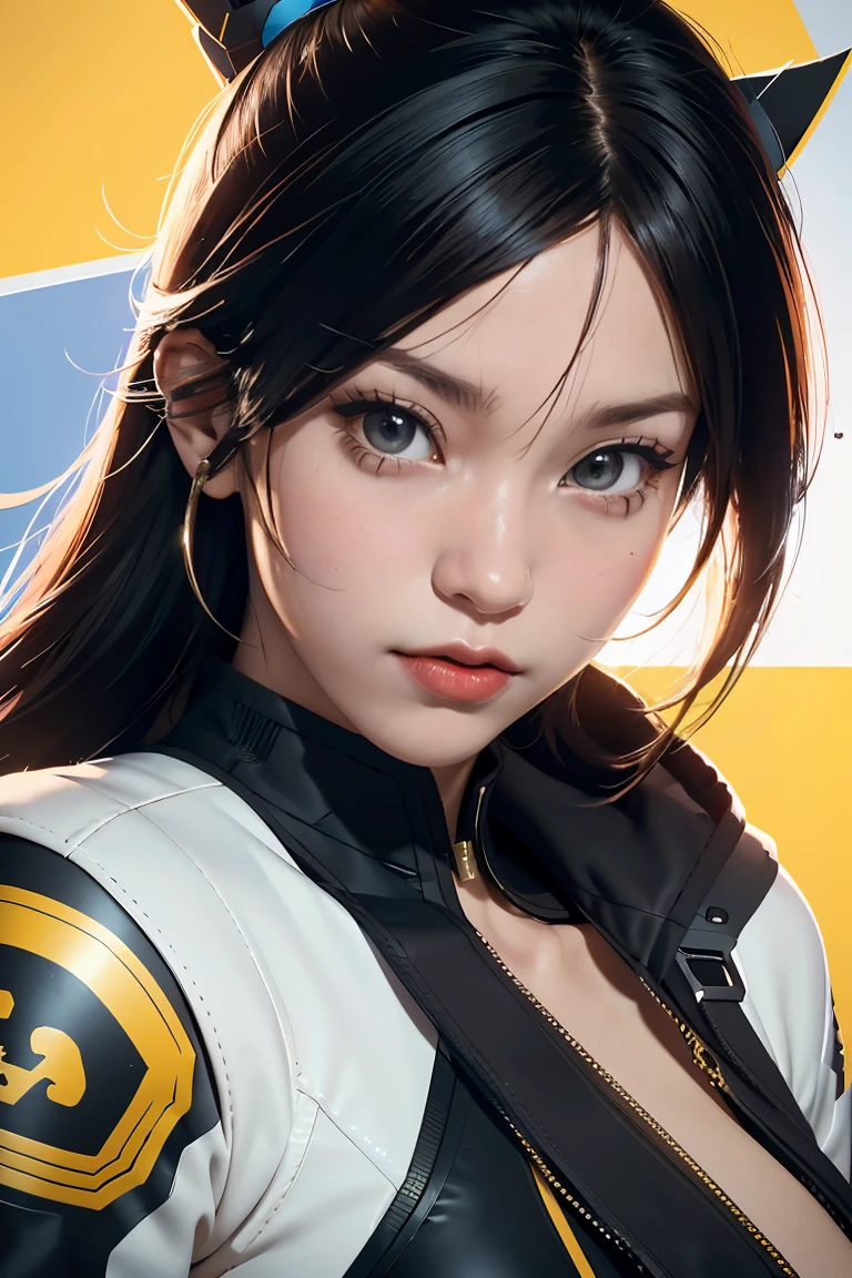 a close up of a person with a gun in a uniform, concept art by Krenz Cushart, trending on polycount, neo-dada, from overwatch, expert high detail concept art, overwatch character concept art, shirow masamune, echo from overwatch, ana from overwatch, as an overwatch character, sigma from overwatch, overwatch style, overwatch design