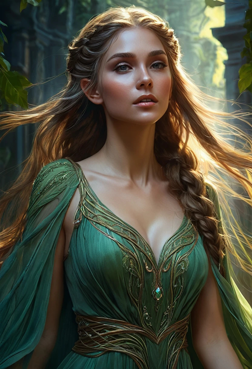 The extraordinary portrait of detail from the Elf Forest Feme, Brown Braides Long Hair
Ultra detail, prominent chest, complicated, peaceful, hyperdetic faces, wearing a loose slinky gossamer dress,
In the city of Elf Fantasi that is elegant, strange, excited, excited, smooth, photorealistic, fantasy art,
Character Design by Charlie Bowater, Anna Dittmann, Trending Deviantart and Artstation,
Digital paintings, digital illustrations, extreme details, 4K, UHD, by Wlop, Greg Rutkowski,
unreal engine, cgsociety, cryengine, long shot