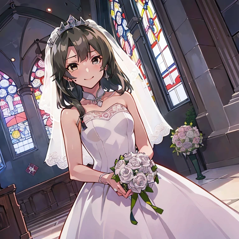 ZuikakuKC,
(masterpiece:1.4),(best quality:1.4), (premium:1.4), (great illustration:1.4), (ultra-detailed:1.4),(art CG, 8K), KonishiCSA,1girl,solo, 
(princess line wedding dress:1.4),(Happy Smile:1.4),(cry:1.2),KonishiCSA,church,Stained glass,holylight,

