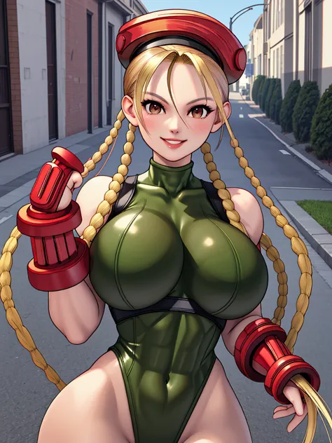 (full body image),(latex:1.5),(美しい巨大なtits:1.5),(saggy huge breasts:1.5),(cammy from street fighter 2:2.0),(beautiful brown eyes:...