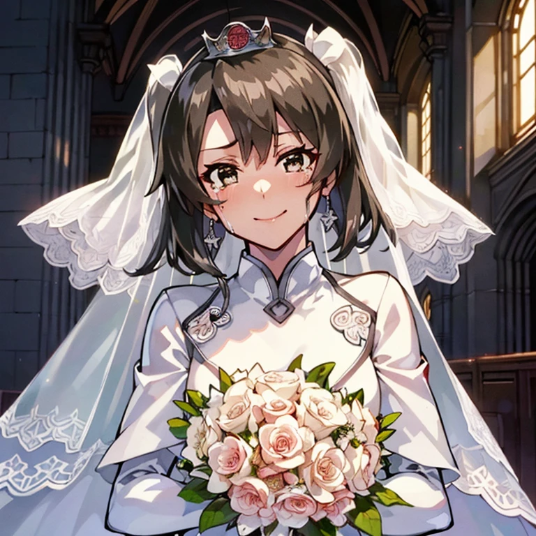 ZuikakuKC,twintails,peace fingers,
(masterpiece:1.4),(best quality:1.4), (premium:1.4), (great illustration:1.4), (ultra-detailed:1.4),(art CG, 8K), KonishiCSA,1girl,solo, 
(princess line wedding dress:1.4),(Happy Smile:1.4),(cry:1.2),KonishiCSA,church,Stained glass,holylight,

