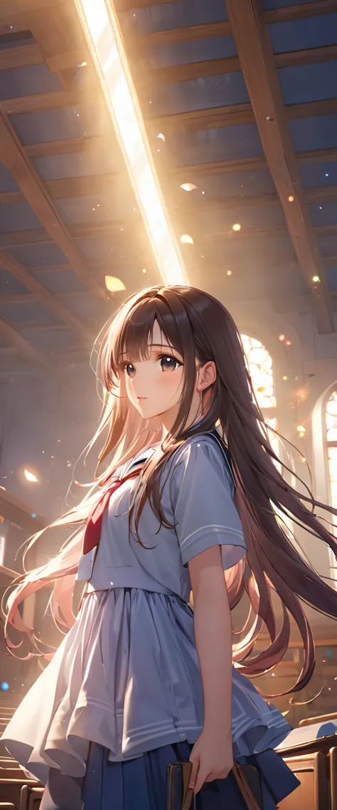 (((masterpiece)))、((highest quality))、(very detailed)、(cg illustration)、(so beautiful ))、cinematic light、long hair、school&#39;s、...