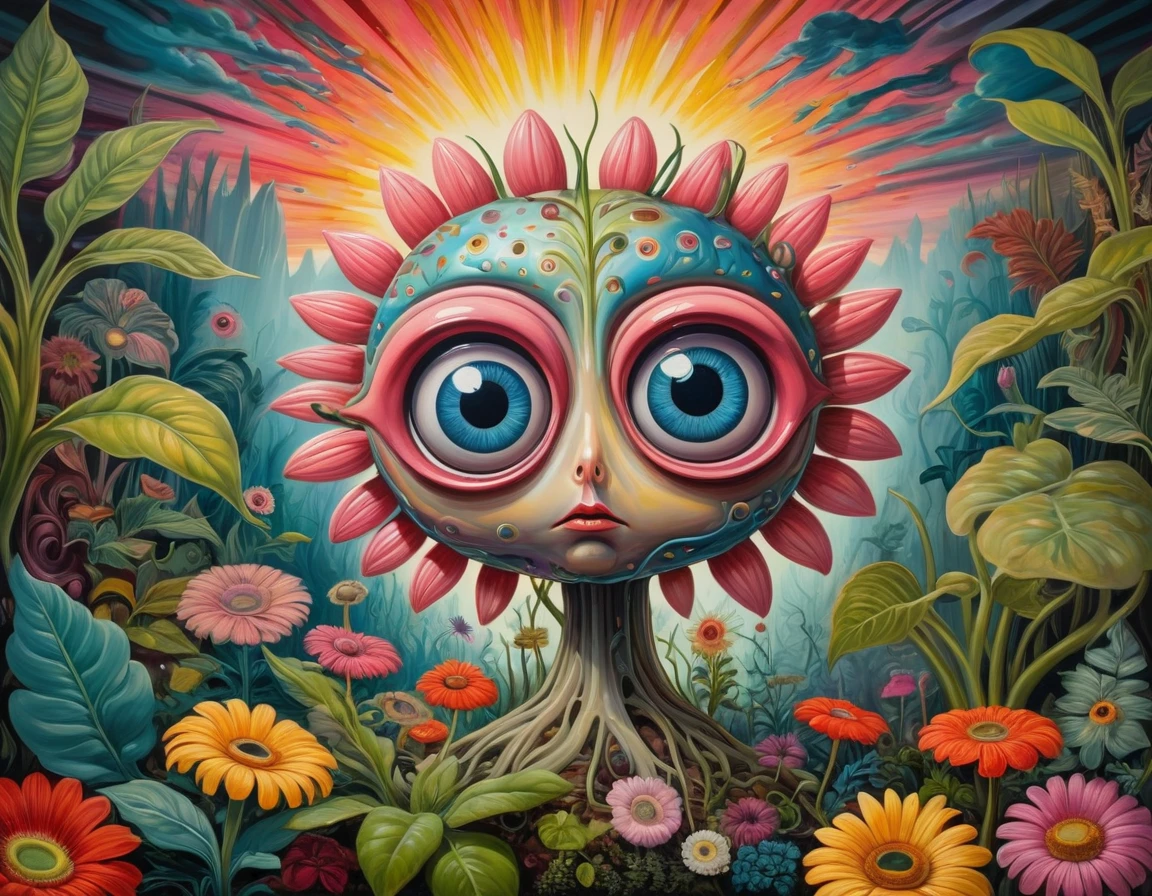 A flower with big eyes in the painting，Surrounded by plants, Psychedelic surrealist art, The Holy Grail of the Brain&#39;s Eye, Shaman horror LSD art, Psychedelic illustration, Pop surrealism, Surreal psychedelic design, Exotic plants and fauna, Exotic plants, Psychedelic Art, Highly detailed surrealist art, strange plants, hallucinatory art, DMT art, Psychedelic Artworka Psychedelic Psychedelic Psychedelic Psychedelic Psychedelic Psychedelic Psychedelic Psychedelic Psychedelic Psychedelic Psychedelic Psychedelic Psychedelic Psychedelic Psychedelic Psychedelic Psychedelic Psychedelic Psychedelic Psychedelic, Psychedelic trip, Visionary Art Style, Psychedelic acid trip, Psychedelic dmt, Pattern Fantasy Art, Psychedelic, DMT vision, Psychedelic Art, DMT art, while tripping on dmt, just take a pinch of Psychedelic, Psychedelic digital art, Psychedelic!