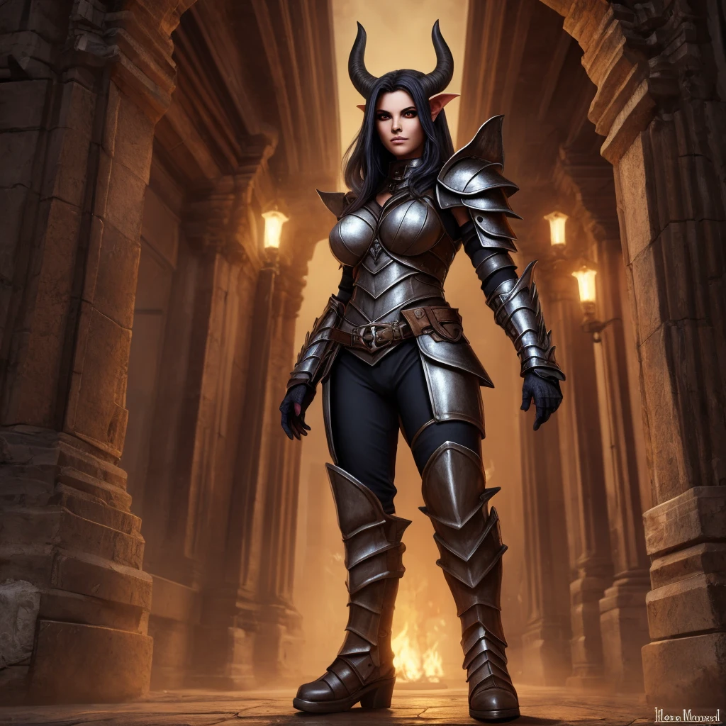 Succubus,Facing the viewer,One person,full body,Armored