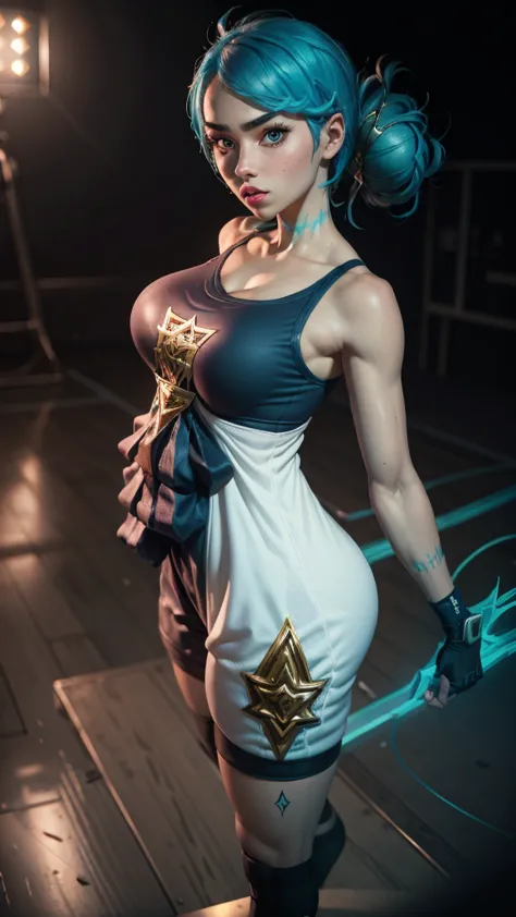 league of legends gwen, sexy basketball player, athletic outfit, form-fitting jersey, short basketball shorts, gwen's outfit, gw...