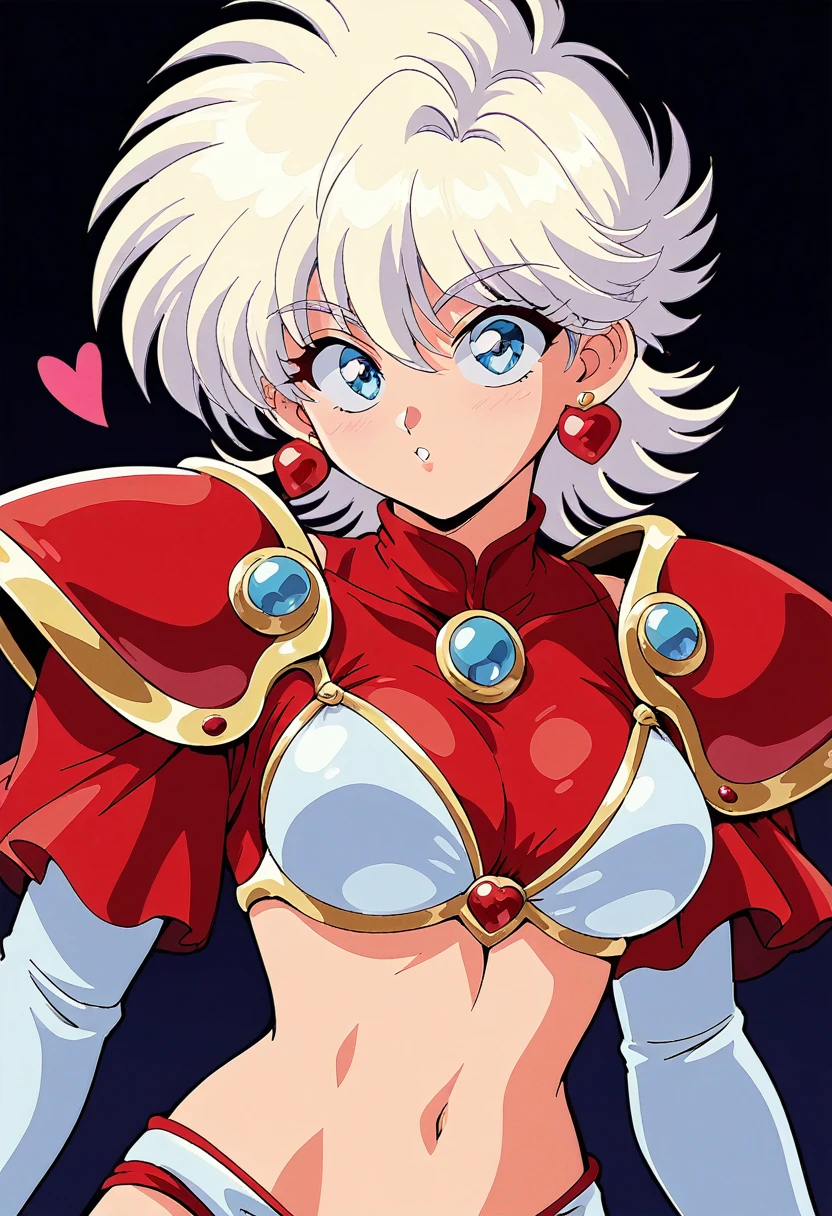 "(Yag:1.1), score_9, score_8_superior, score_8, japan anime, retro anime style, anime screencap, anime coloring, One girl, Exquisitely detailed body, Sexy Face, Bikini Armor, Shoulder pads, heart jewelry, sleeve, Sexy pose, View your viewers