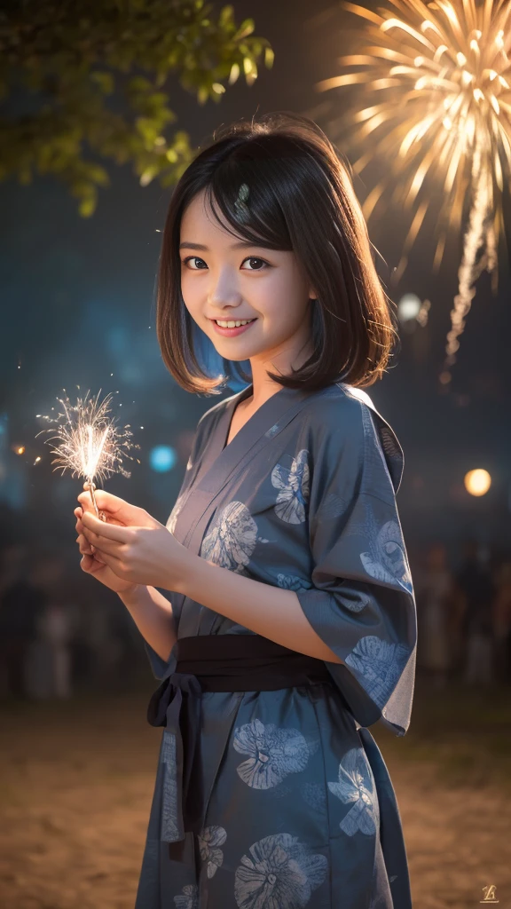 (nsfw), (masterpiece, Highest quality, 8K ultra-high resolution:1.6), Dynamic pose, Not wearing underwear, 14yo, kawaii, Pokemon Riko, (A colorful navy blue yukata: 1.4), Depiction of nipples, (Summer festival, Food stalls are lined up), ((turn around)), Beautiful Eyes,Flash photography, Backlight,  ((Close-up of face:1.4)), (The best smile:1.4), ((((Sweat)))), (Show your palm to the camera), (Beckon), Written boundary depth, Dramatic portrayal, (Colorful fireworks background), Focus of the film, , Emotional composition, Emotional engine full throttle BREAK Young and cute, Slender body, Flat Chest, Highly detailed glossy skin,Sweat,  完璧なPokemon Riko
, Wind, detailed in the Wind, petals dancing in the Wind
BREAK
ultra detailed crystal eyes, Eyes like shining jewels