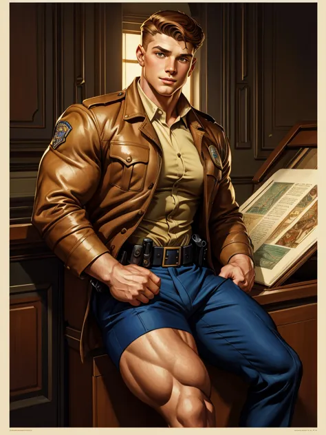 llustration in leyendecker style ; nathan braniff rookie cop tommy foster