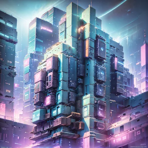 a beautiful japanese cyberpunk city, detailed futuristic80's japanese cityscape, neon-lit skyscrapers,glowing holographic displa...