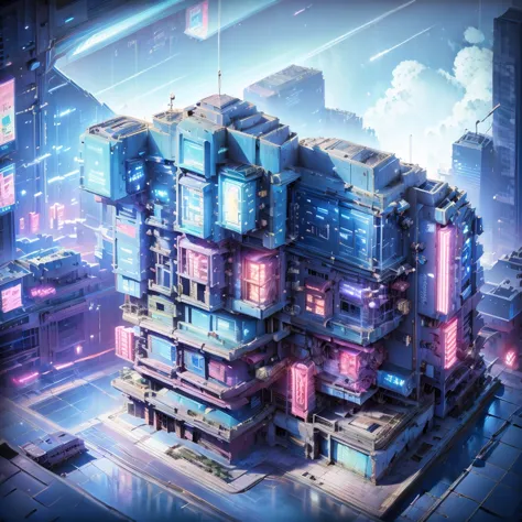 a beautiful japanese cyberpunk city, detailed futuristic80's japanese cityscape, neon-lit skyscrapers,glowing holographic displa...