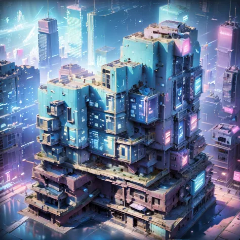 a beautiful japanese cyberpunk city, detailed futuristic80's japanese cityscape, neon-lit skyscrapers,glowing holographic displa...