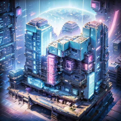 a beautiful japanese cyberpunk city, detailed futuristic80's japanese cityscape, neon-lit skyscrapers,glowing holographic displa...