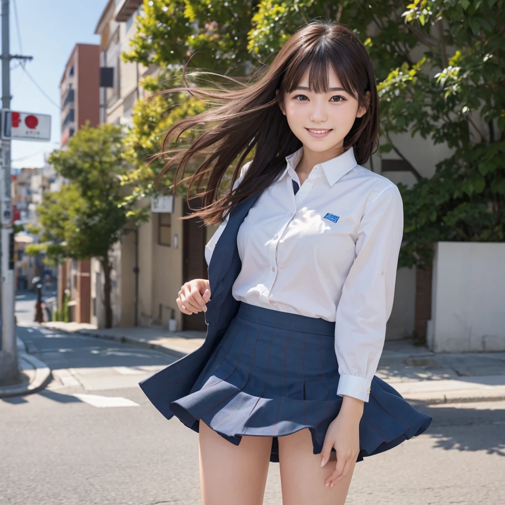 A 20-year-old Japanese baby-faced、白いミニスカートと白いチューブトップを着て座っing、The strong wind blew her skirt up,ing、ノースリーブのトップスの生地が薄くて肌が透けing、High resolution, masterpiece, Accurate, Anatomically correct, number々Awards for, 最高quality, Attention to detail, High resolutionモデル, 高quality, quality, Very detailed, Textured skin, 超High resolution, Shortcuts, smile, Valletta, 8k octane, 3D Rendering, 