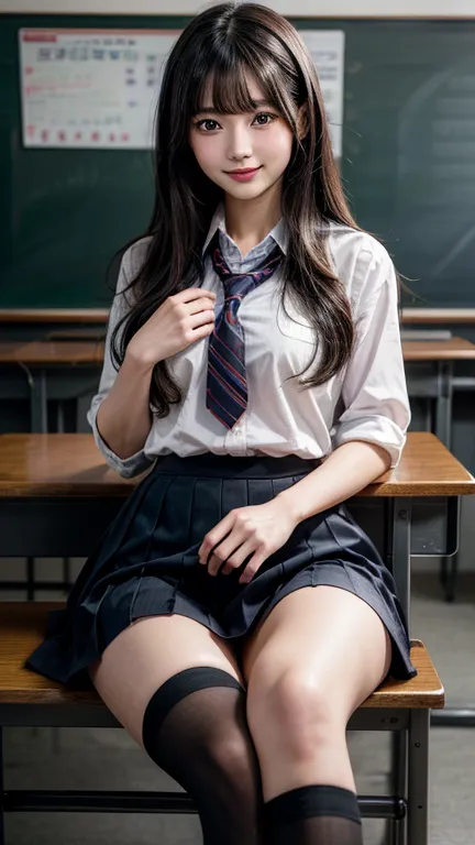 high resolution, super detailed, realistic, 1 beautiful japan schoolgirl, highly detailed beautiful face, straight hair, medium ...