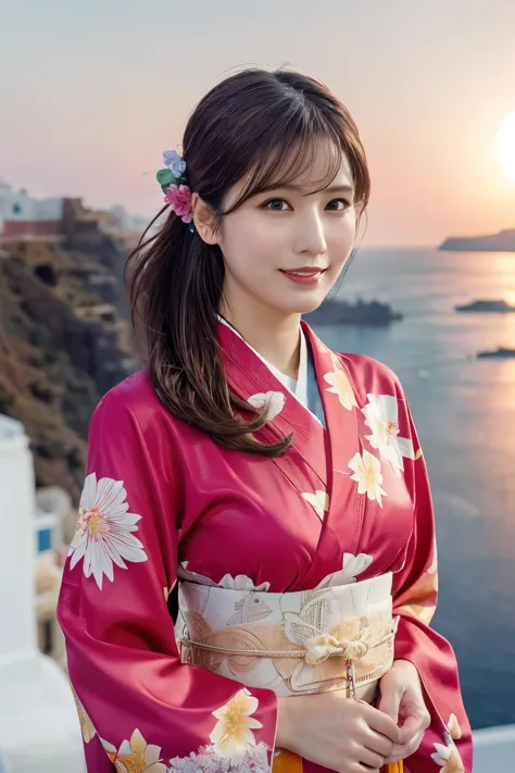 1 person, (wearing a pink floral kimono.:1.2), very beautiful japanese idol portraits, 
(raw photos, highest quality), (realisti...