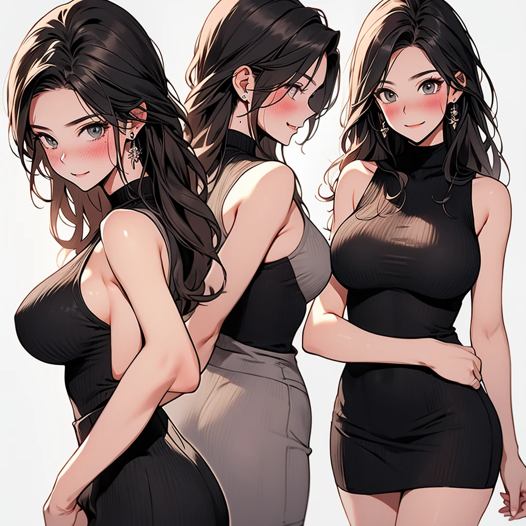 Huge breasts、blush、Sweat、In the heat、smile、
{Highest quality}, {so beautiful}, {Very detailed}, {Best illustrations},Life、slim:1.5、Sleeveless High Neck Knit(tight)、black long maxi(tight)skirt、Are standing