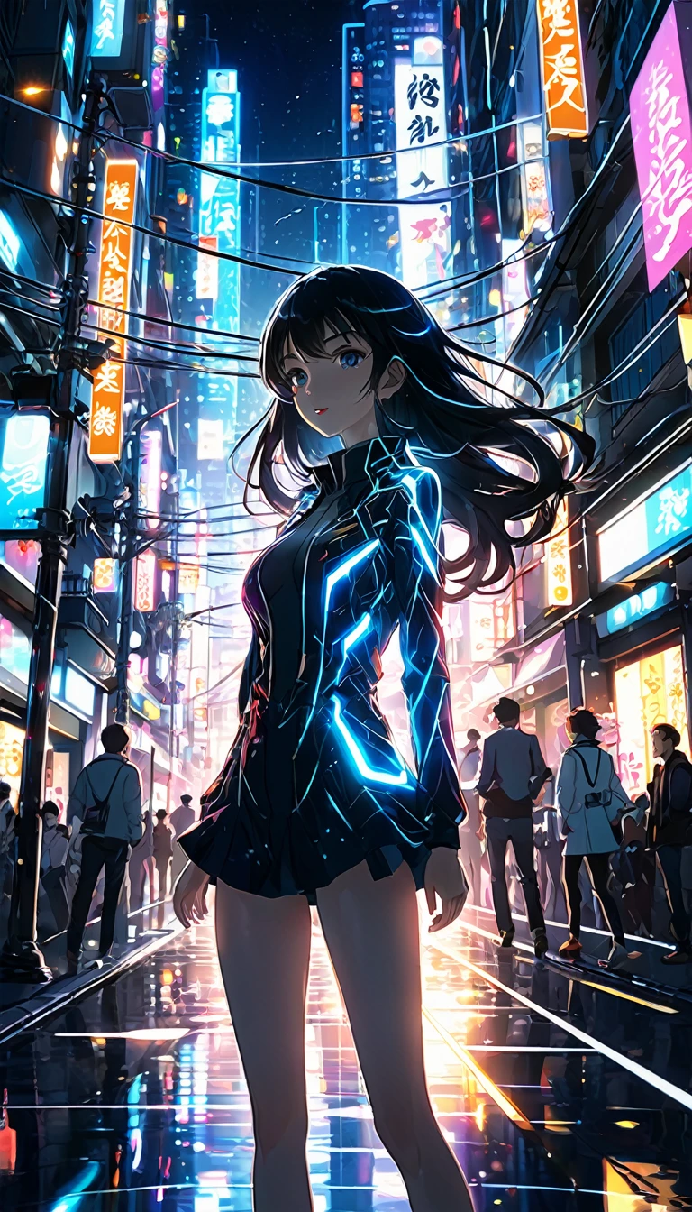 urban, abstract urban, shining light, shining urban lights, anime graphics, brilliant, intricate, detailed, masterpiece, 8k