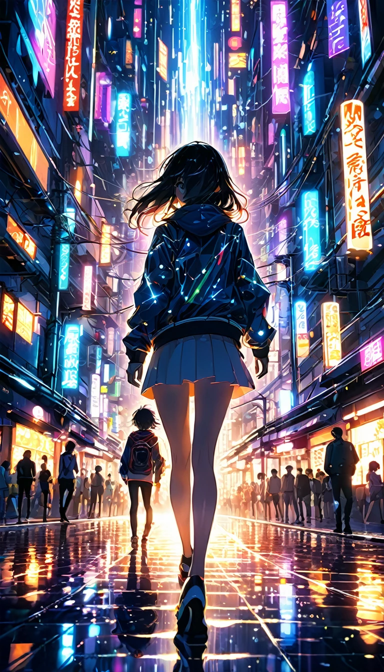 urban, abstract urban, shining light, shining urban lights, anime graphics, brilliant, intricate, detailed, masterpiece, 8k