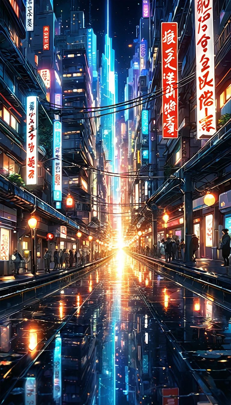 urban, abstract urban, shining light, shining urban lights, anime graphics, brilliant, intricate, detailed, masterpiece, 8k