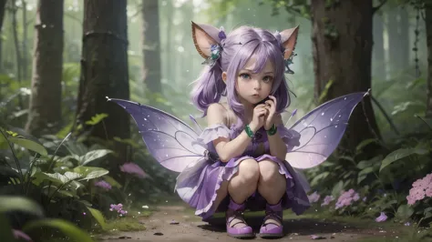 1 girl,powder \(league of legends\),child,extremely small,colored skin,(purple skin:1.2),purple hair,by the wide,(green eyes1.2)...