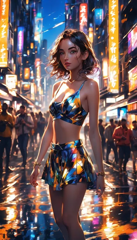 1girl, urban, abstract urban, shining light, shining urban lights, anime graphics, brilliant, intricate, detailed, masterpiece, ...