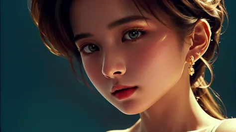 the artwork features a stunning portrait of a beautiful girl with a dark theme, ultra-sharp 16k cg, a masterpiece, excellent ima...