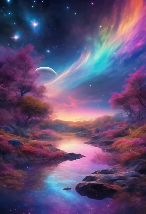 beautiful galaxy dreamscape,soft and surreal colors,(highest quality,4k,high resolution:1.2),very detailed,impressionist style,s...