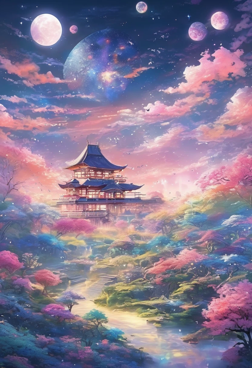 Beautiful galaxy dreamscape,Soft and surreal colors,(Highest quality,4K,High resolution:1.2),Very detailed,Impressionist style,starry skies,dream-like雰囲気,Gentle moonlight,Space Pattern,Peaceful atmosphere,Subtle changes,Sublime Beauty,dream-like環境,Quiet Peace,,A tranquil and otherworldly landscape,Sublime Sky Background,Calm and graceful,Subconscious Journey,Cosmic Inspiration,Vibrant and captivating colors,dream-like抽象化,A magical and enchanting sight,Deep amazement and awe,lucid dream,Galactic Dreamscape,A relaxing and introspective experience,bright shining star,Blissful state of mind,Cosmic Whispers,Mysterious and enchanting,Just drifting away.I would prefer that there are no people in the image,Fairyland, dream-likeロマンチック, dream-like雰囲気とドラマ, とても魔法的でdream-like, dream-likeシーン, 幻想的でdream-like雰囲気, dream-like、Fantastic,