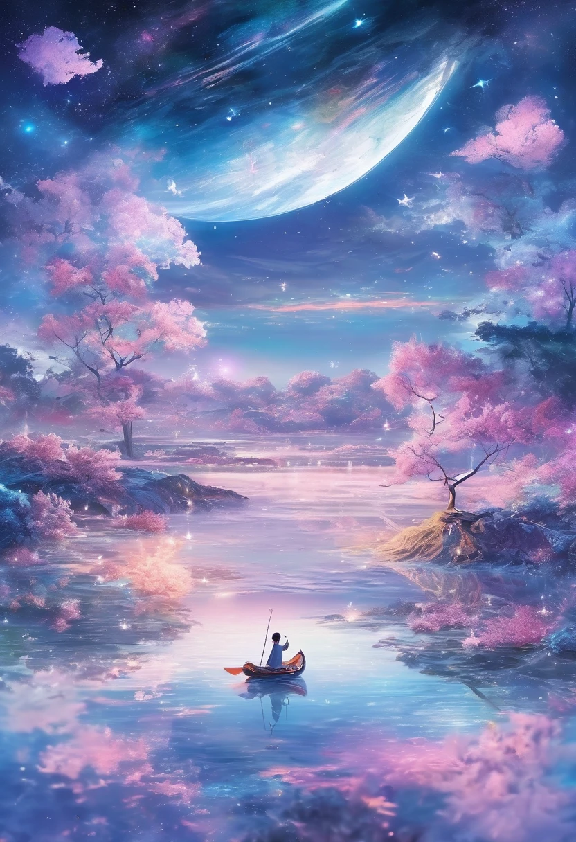 Beautiful galaxy dreamscape,Soft and surreal colors,(Highest quality,4K,High resolution:1.2),Very detailed,Impressionist style,starry skies,dream-like雰囲気,Gentle moonlight,Space Pattern,Peaceful atmosphere,Subtle changes,Sublime Beauty,dream-like環境,Quiet Peace,,A tranquil and otherworldly landscape,Sublime Sky Background,Calm and graceful,Subconscious Journey,Cosmic Inspiration,Vibrant and captivating colors,dream-like抽象化,A magical and enchanting sight,Deep amazement and awe,lucid dream,Galactic Dreamscape,A relaxing and introspective experience,bright shining star,Blissful state of mind,Cosmic Whispers,Mysterious and enchanting,Just drifting away.I would prefer that there are no people in the image,Fairyland, dream-likeロマンチック, dream-like雰囲気とドラマ, とても魔法的でdream-like, dream-likeシーン, 幻想的でdream-like雰囲気, dream-like、Fantastic,