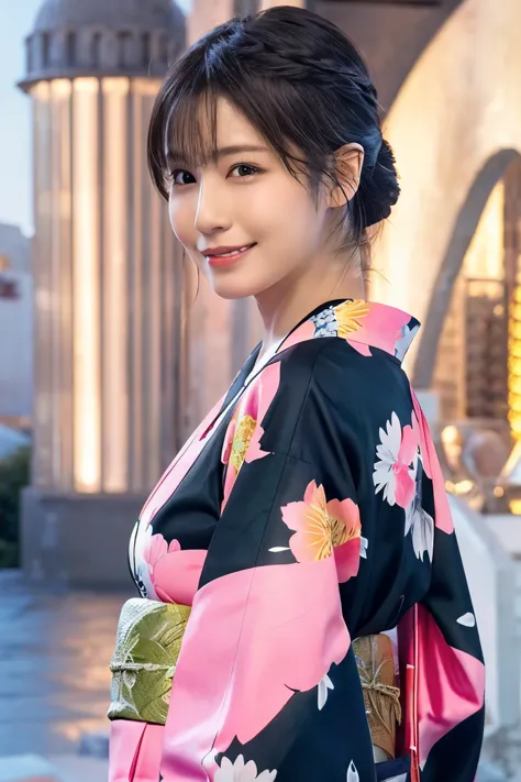 1 person, (wearing a pink floral kimono.:1.2), very beautiful japanese idol portraits, 
(raw photos, highest quality), (realisti...