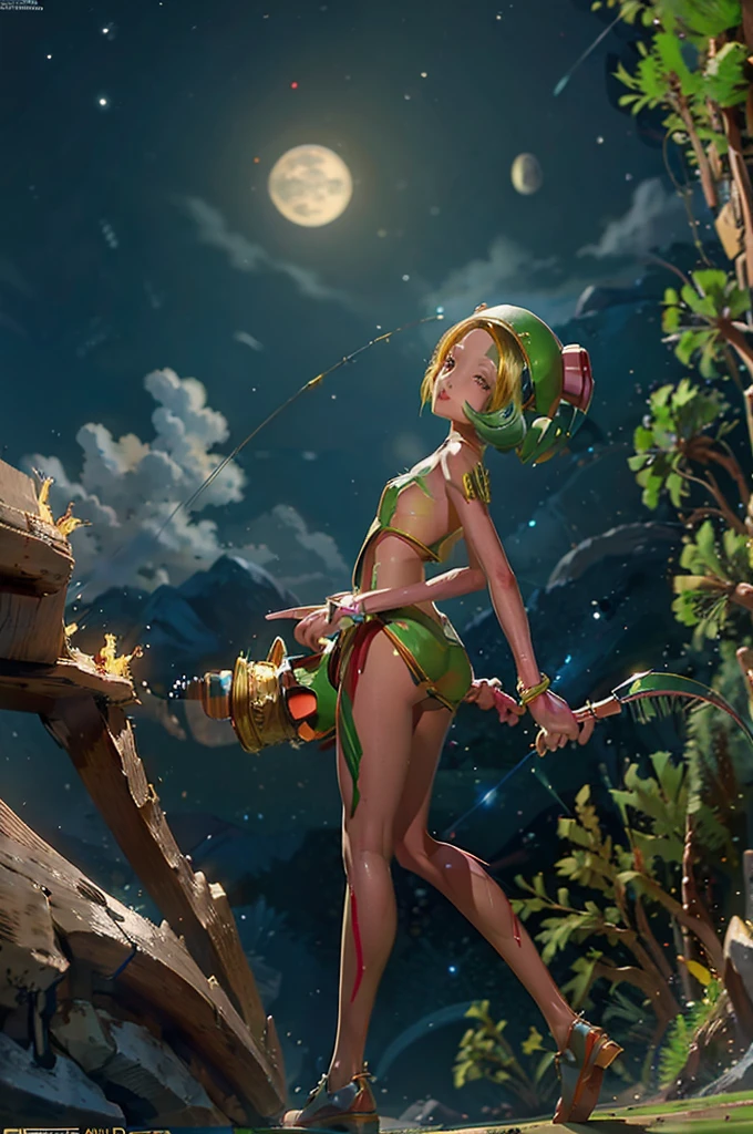 (Marvin the Martian) a cute woman, extremely detailed, extremely small martian invader outfit, fishing at an alien lush pond, holding a bucket full of slimy tentacles for bait, extremely detailed eyes, beautiful detailed lips, longeyelashes, beautiful detailed face, 1girl, digital art, concept art, oil painting, 8k, high quality, masterpiece, photorealistic, ultra-detailed, physically-based rendering, vivid colors, studio lighting, sci-fi, alien landscape, fantasy (camera angle is low looking up at butt, focus on butt)
