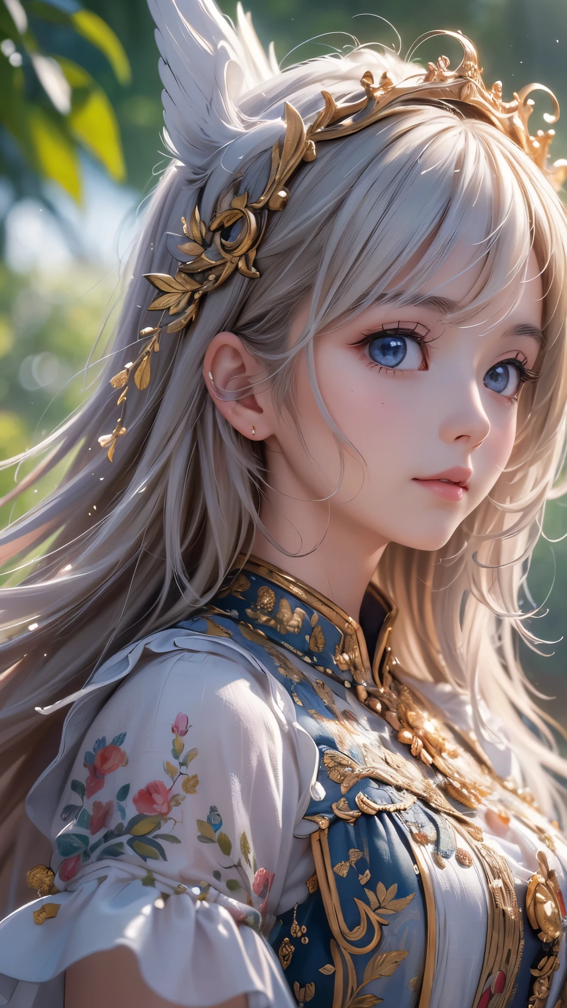 ((Highest quality)),(Ultra-high resolution),(Super detailed),(Detailed Description),((The best CG)),(masterpiece),Highly detailed art,(Art with precise detail:1.5), Like a little bird, Gentle Eyes, mutter, spring, Wind, Kindness, sun, Intensity, Amusement, Light steps, Looking Ahead, Adorable, crop, happiness