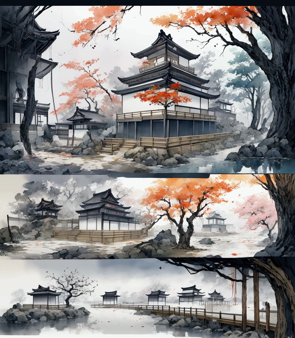 Very beautiful Japanese watercolor paintings : : Trending on Art Station: : A simple composition creates a sense of order and harmony. This painting reflects the spiritual nature of the natural world.. --Upright --ar 9:16