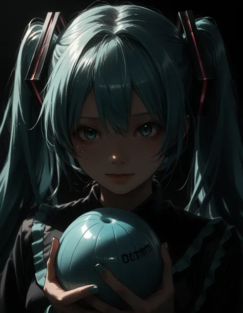 close-up of a man, holding a ball in front of a grave, mikudayo, hatsune miku, portrait of hatsune miku, pixiv contest winner, m...