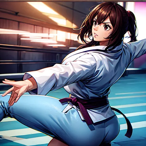 a woman doing karate