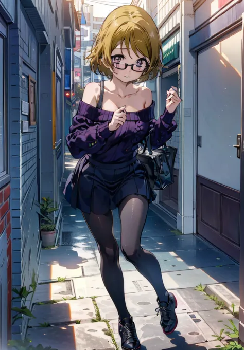 hanayo koizumi, hanayo　koizumi, short hair, brown hair, purple eyes,big breasts,black-rimmed glasses,smile,open your mouth,blush...