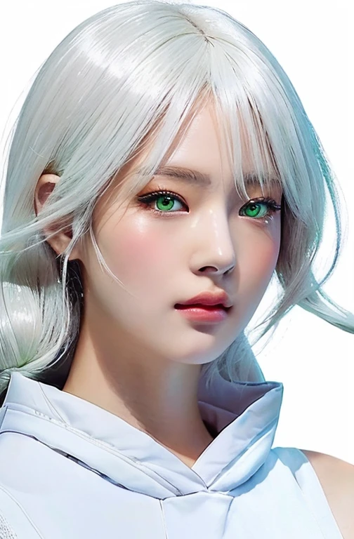 A drawing of a girl with white hair and green eyes., digital anime illustration, anime style portrait, Loish art style, Ross draws a portrait, beautiful portrait, close-up character portrait, Kawaii realistic portrait, rossdraws 1. 0, 🤤 girl portrait, art germ portrait, rossdibuja 2. 5, clean artistic style, High quality portrait, anime character portrait