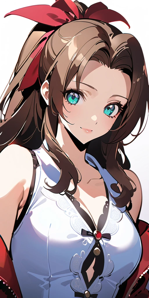 (((((Aerith Gainsborough:1.2)))))、,((Highest quality、masterpiece、anime style、best quality、high resolution、8k、detailed、ultra-detailed:1.3))、Long legs:1.2, Beautiful woman with perfect figure:1.4、(Smiling:1.2), double eyelid、30-year-old female、((((One Woman,beautiful face,Beautiful face,upper body:1.5)))),Big Breasts、High resolution, accurate, Anatomically correct, High-resolution model, high quality, Very detailed, Ultra high definition、Black Hair、Straight Hair、Long Hair、cabaret girl, hostesses,(((Evening Gowns,dress、Luxury、bedroom )))、((三つ編み、ポニーテール:1.5))