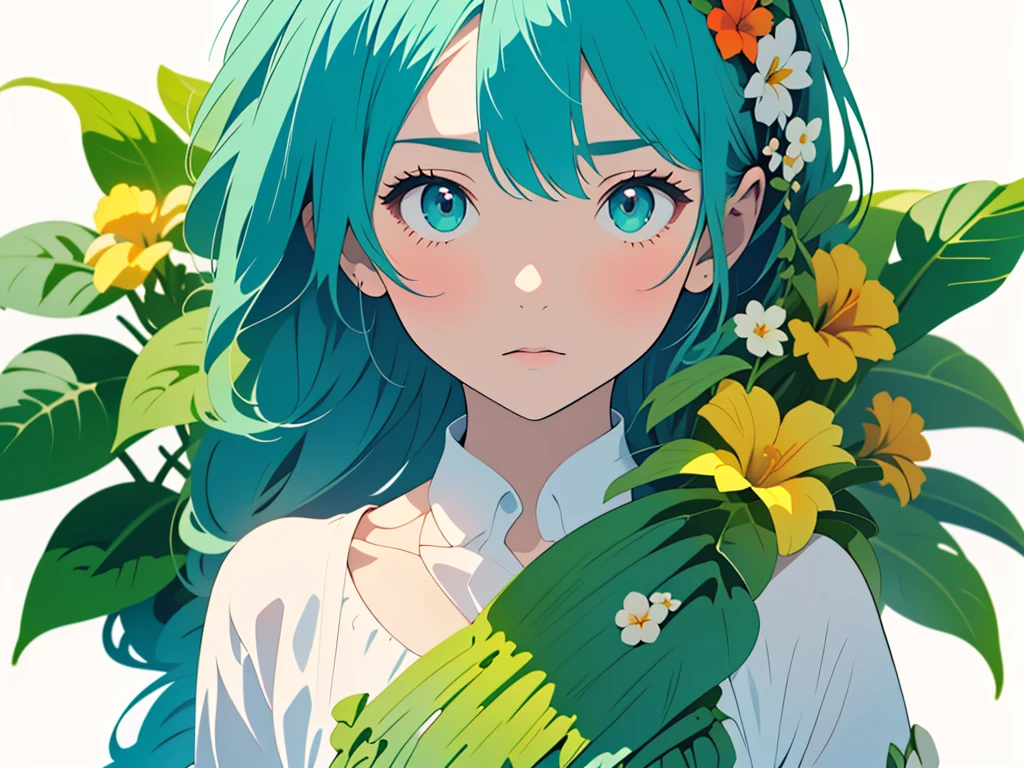 (highest quality,masterpiece,High resolution),4K Anime Art,((Background Art)),(((Only tropical flowers and plants are drawn))),(Blank Background),((White Background)),