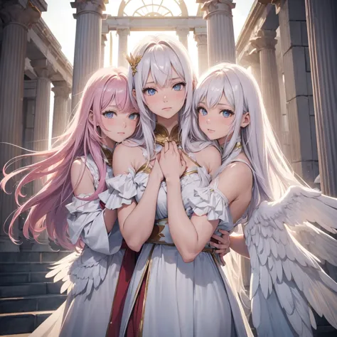 ((the three angel girls, best quality)), delicate face, character design sheet，whole body, perfect proportion，rich in details, m...