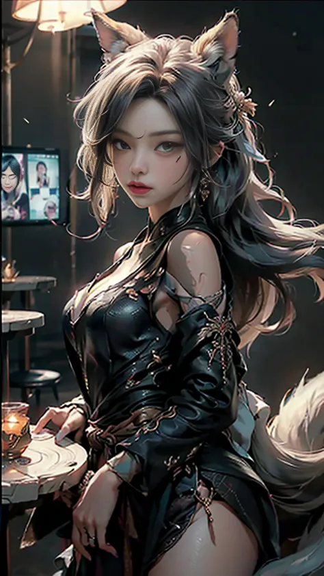 (best quality), ((table top)), (detail: 1.4), 。.3d, nine tailed fox, delicate fox ears, nffsw (high dynamic range), ray tracing,...