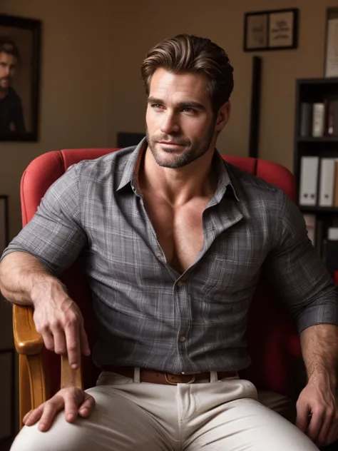 hair, portrait of a ruggedly handsome paladin, muscular, half body, masculine, mature, retrato de un joven, muscular very handso...