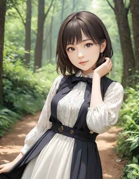 (best quality:1.2), 1girl, forest road