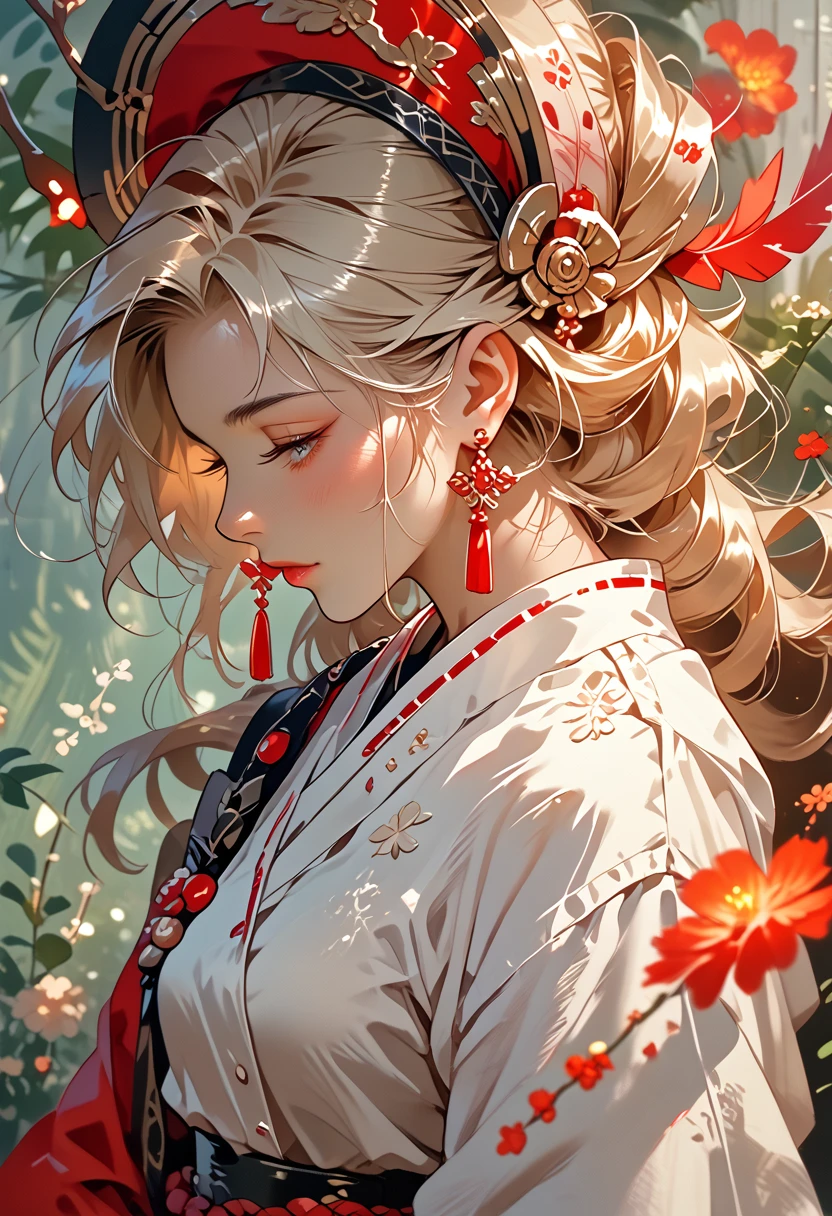 there is a woman in a white shirt with a Red ribbon on her chest, Niwan Chantara, white ribbon, profile picture 1024px, Only with red, Tavan Duchani, Red ribbon, wonderful masterpiece, Jia, 18 years, White Red, peaceful, July ban, Sakimi Chan, wear a headmistress uniform,uneven eyes