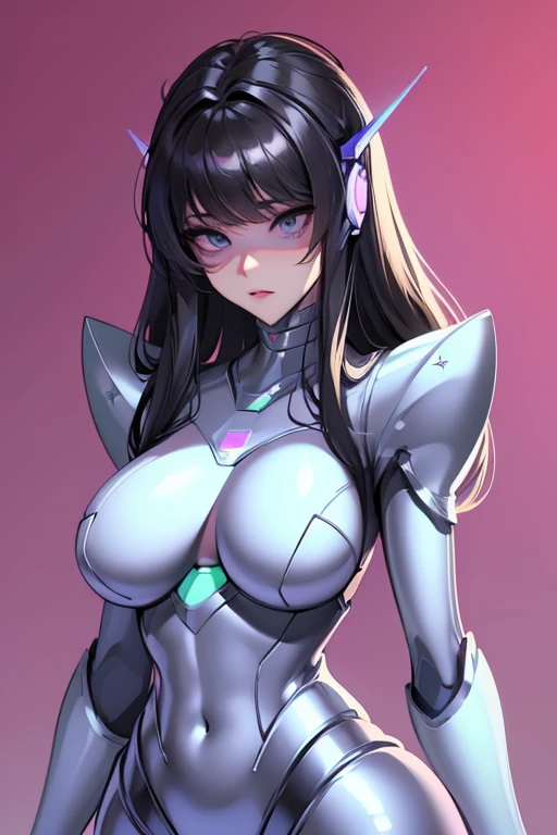 (masterpiece),(Highest quality),(Super detailed),(Best illustrations),(Best Shadow),(Absurd),(Detailed Background),(so beautiful), 16K, 8K, 4K,(Best Shadow),empty eyes,robotization,woman ,big bust,Robot Joint ,Metal skin,Black Suit,long hair,a suit that covers the whole body,tight bodysuit