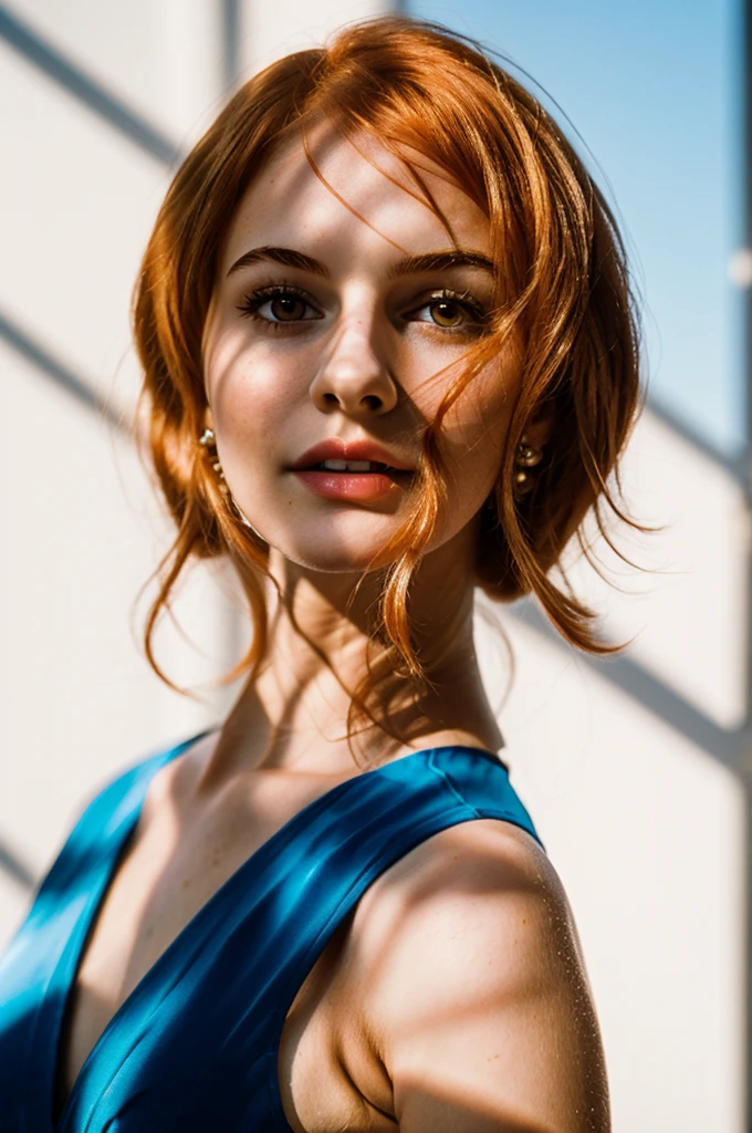 ultra realistic 8k cg, (white background, delicate pattern, intricate detail, highly detailed, fine details), best quality, (photorealistic:1.4),beautiful lighting, absurdres, RAW photo, film grain, ((big breasts, slim girl, close-up, portrait)), Nami, 1girl, solo, orange hair, long hair, (, hazel eyes), ((slim girl, big breasts)), smile, (simple detailed background, nature environment, close-up, portrait),stunning attractive figure, beautiful photo of sexy woman, looking seductively in front, orange natural hair,ultra realistic 8K CG, masterpiece, ((white background, delicate pattern, intricate details)), (highly detailed, fine details), best quality, 1 girl, big breasts ), 1, white skin, femenine, charming, long hair, perfect body, standing on the floor,natural ilumination, too white skin, (close-up, editorial photograph of a 18 year old woman), (highly detailed face:1.4) (smile:0.7) (background inside white, moody, private study:1.3) POV, by lee jeffries, nikon d850, film stock photograph ,4 kodak portra 400 ,camera f1.6 lens ,rich colors, hyper realistic ,lifelike texture, natural lighting , cinestill 800, natural makeup , too white skin, nami, lovely, femenine, happy,absurdres, highres, ultra detailed, (1 young beautiful girl, solo:1.1), sky blue brasier , big chest, chest perfect, big breasts, big breasts, A close-up of a woman wearing a blue sky brasier, orange hair, Nami, Beautiful figure, very seductive pose, sexy, sweet girl, sky blue brasier, white skin, Nami, perfect eyes, very white skin, in front of a white wall, too white girl, very white girl, nami, ultra high quality, 18 year old girl, nami post timeskip