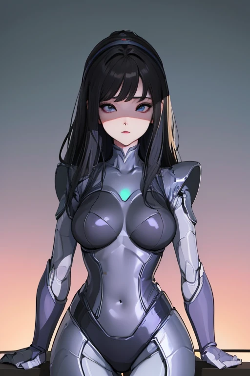 (masterpiece),(Highest quality),(Super detailed),(Best illustrations),(Best Shadow),(Absurd),(Detailed Background),(so beautiful), 16K, 8K, 4K,(Best Shadow),empty eyes,robotization,woman ,big bust,Robot Joint ,Metal skin,Black Suit,long hair,a suit that covers the whole body,tight bodysuit