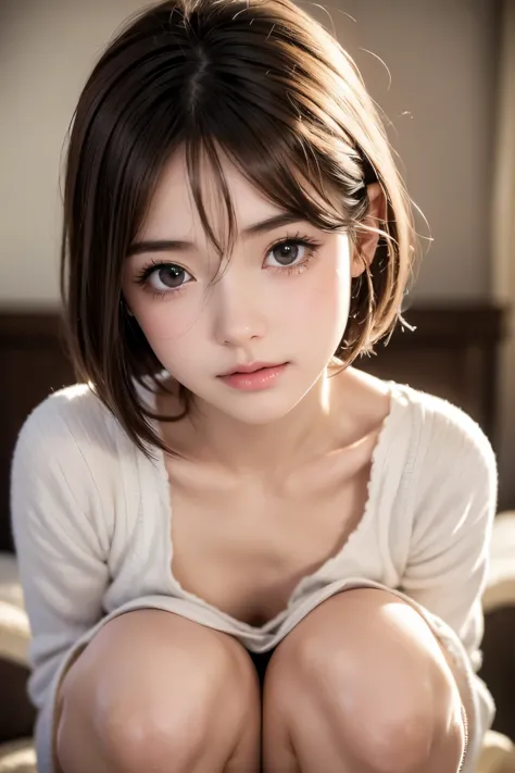 (cry)、cute girl、highly detailed face、attention to detail、double eyelid、beautiful thin nose、sharp focus:1.2、beauty:1.4、(short hai...